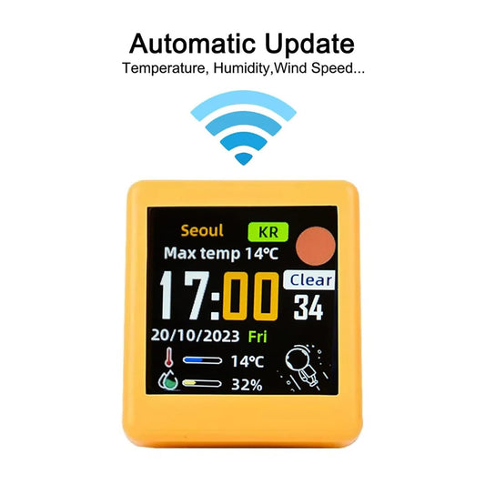Smart Portable Clock WiFi Weather Station – Real-Time Temperature, Humidity & Weather Display