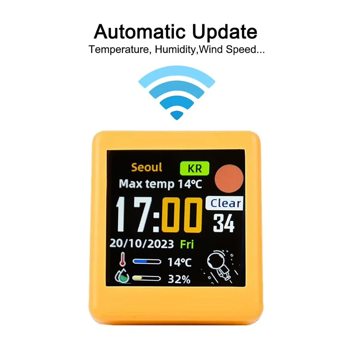 Smart Portable Clock WiFi Weather Station – Real-Time Temperature, Humidity & Weather Display