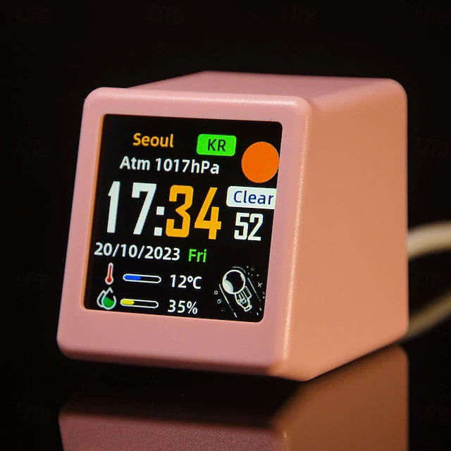Smart Portable Clock WiFi Weather Station – Real-Time Temperature, Humidity & Weather Display