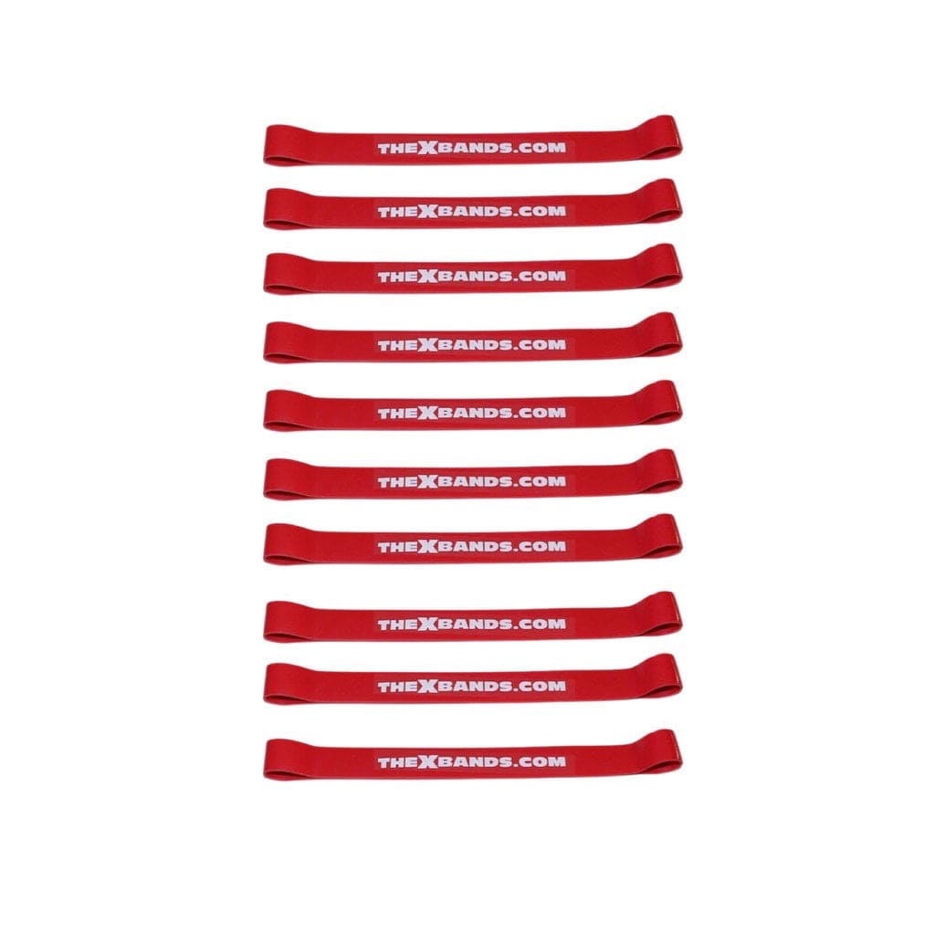 10 pack of red 30 lb loop resistance booty bands