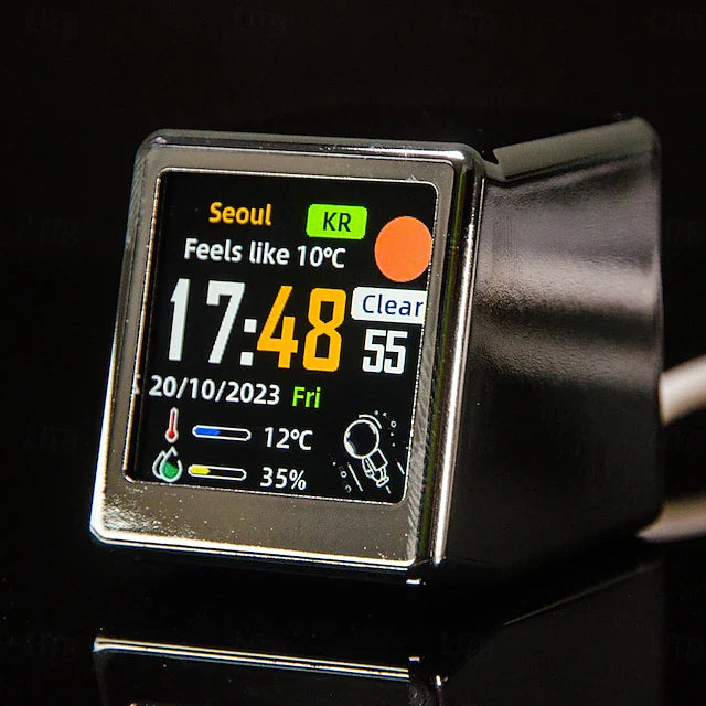 Smart Portable Clock WiFi Weather Station – Real-Time Temperature, Humidity & Weather Display